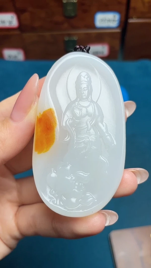 和田玉未镶嵌挂件M**黄和田玉