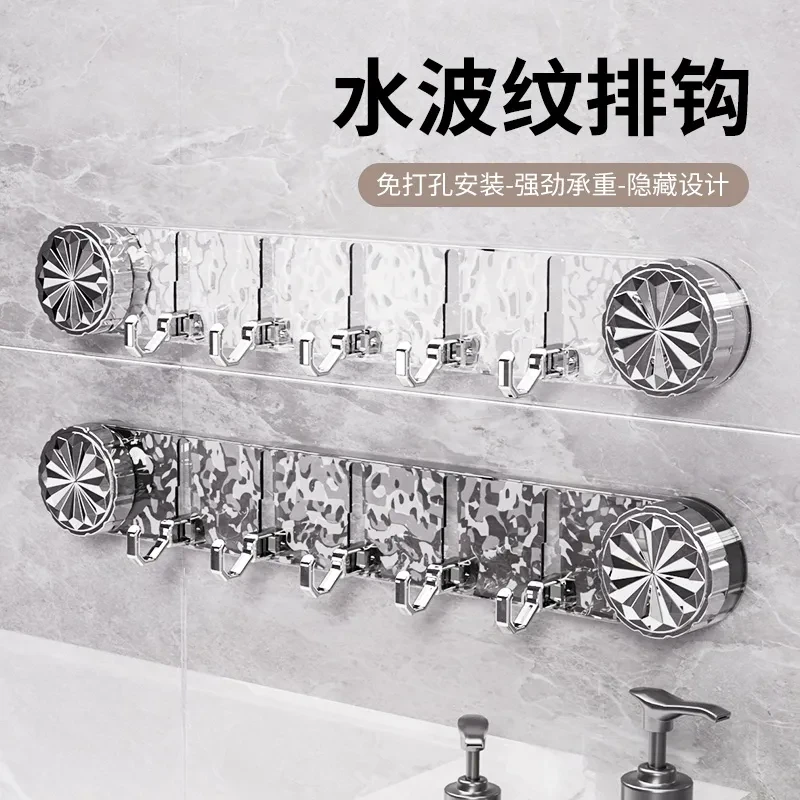 免打孔吸盘挂钩强力吸挂衣架厨房粘钩挂钩墙上免打孔水波纹排钩
