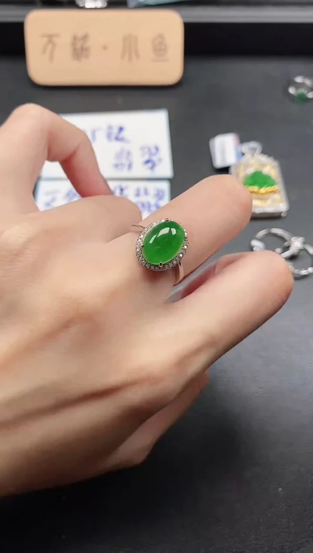 银S925镶嵌戒指翡翠51511
