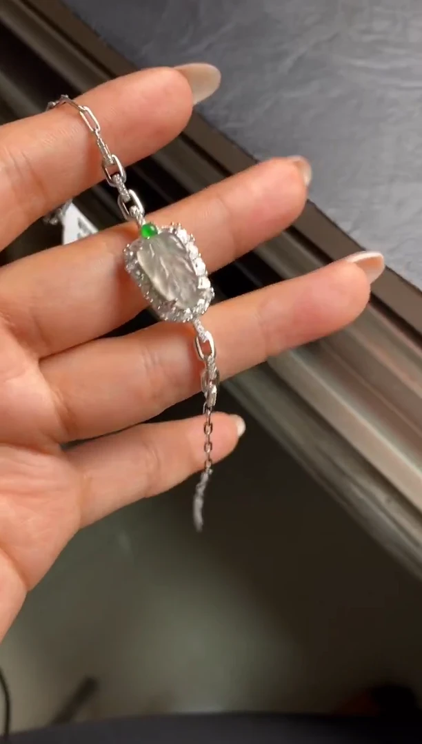 银S925镶嵌戒指翡翠天然A货翡翠