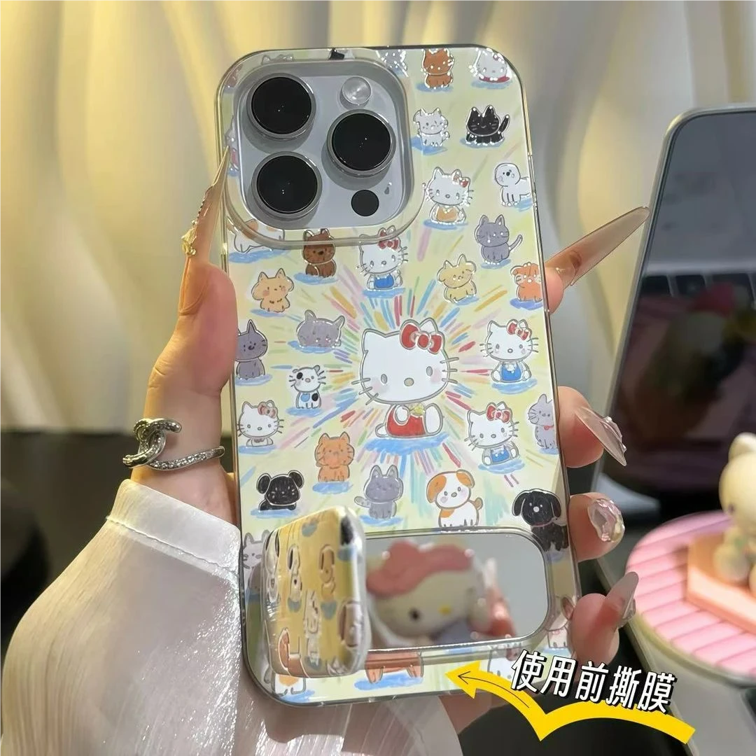 适用苹果17/16可爱Kitty羽纱手机壳小米15/14少女风华为Pura80/70