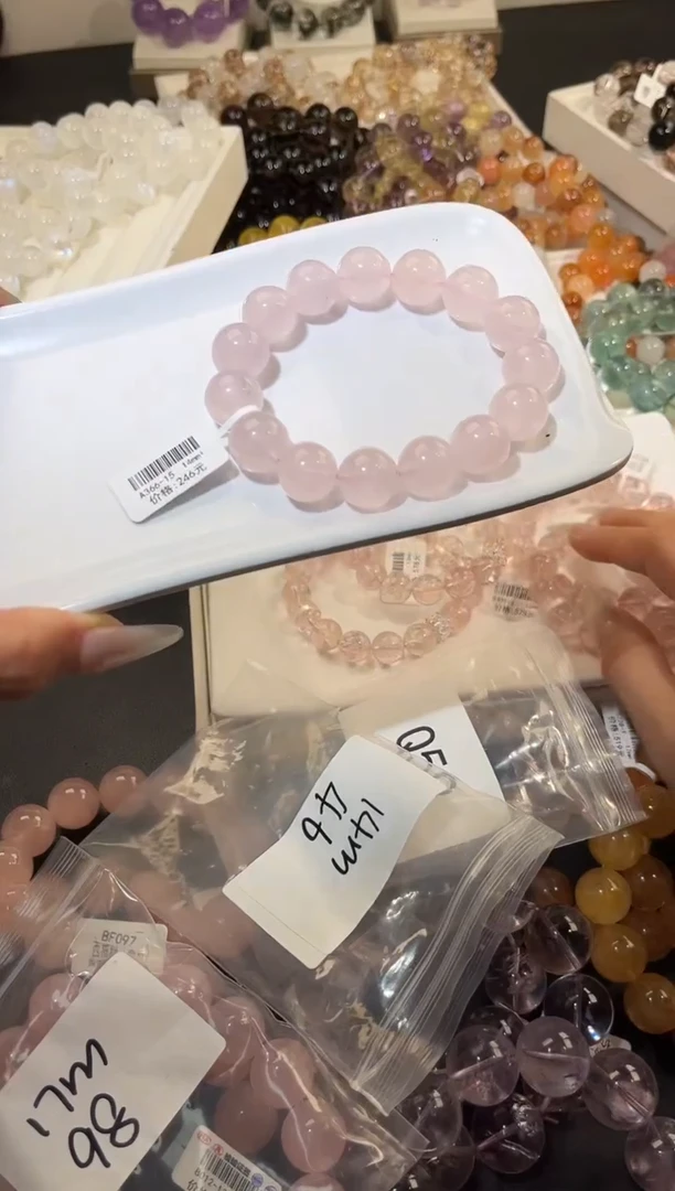 未镶嵌手链水晶多样性发一Q39粉晶14mm