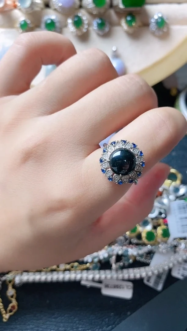 翡翠戒指银S925镶嵌11111