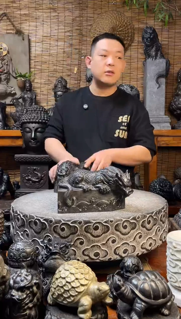 石材24吸水兽底座一体天然青石雕刻