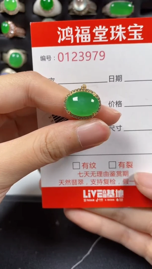 银S925镶嵌戒指翡翠3979