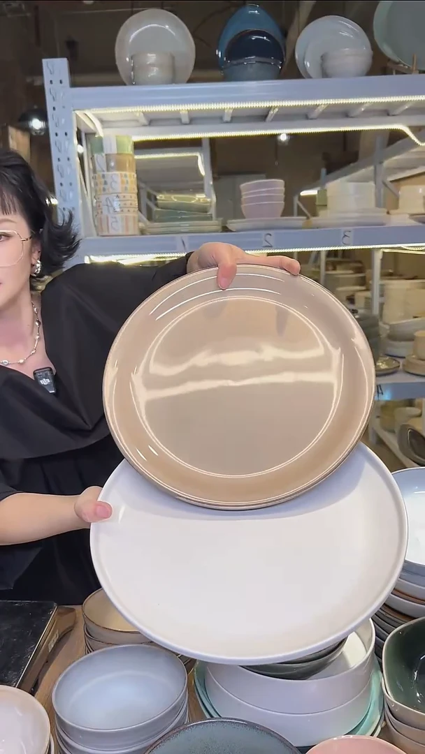 瓷80（十寸）外贸尾货高温釉下彩陶瓷餐具默认微瑕