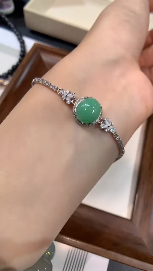 银S925镶嵌手链翡翠手链