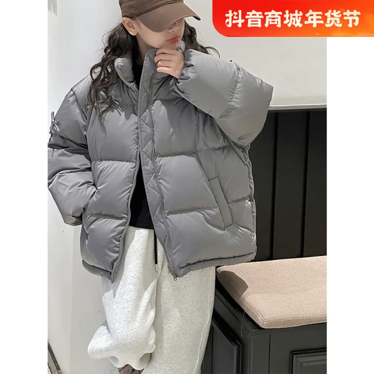 K27994立体蝴蝶结女童羽绒服2024冬装新款儿童外套白鸭绒加厚衣服