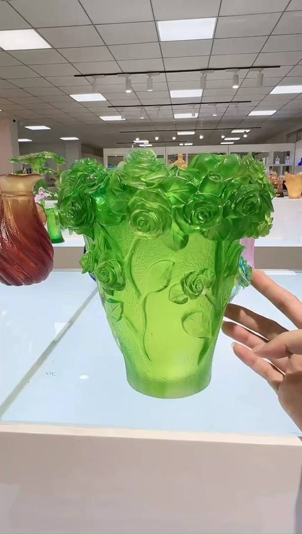 手工艺品琉璃古法琉璃玫瑰花瓶
