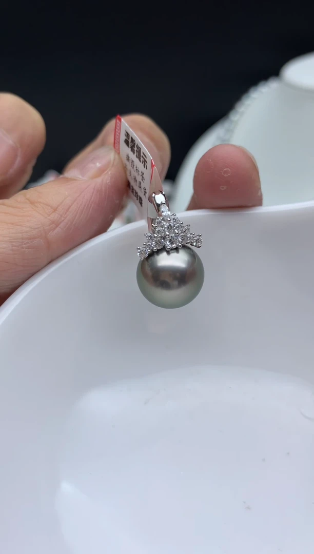 银S925镶嵌FF海水珍珠大溪地吊坠(赠链）h103