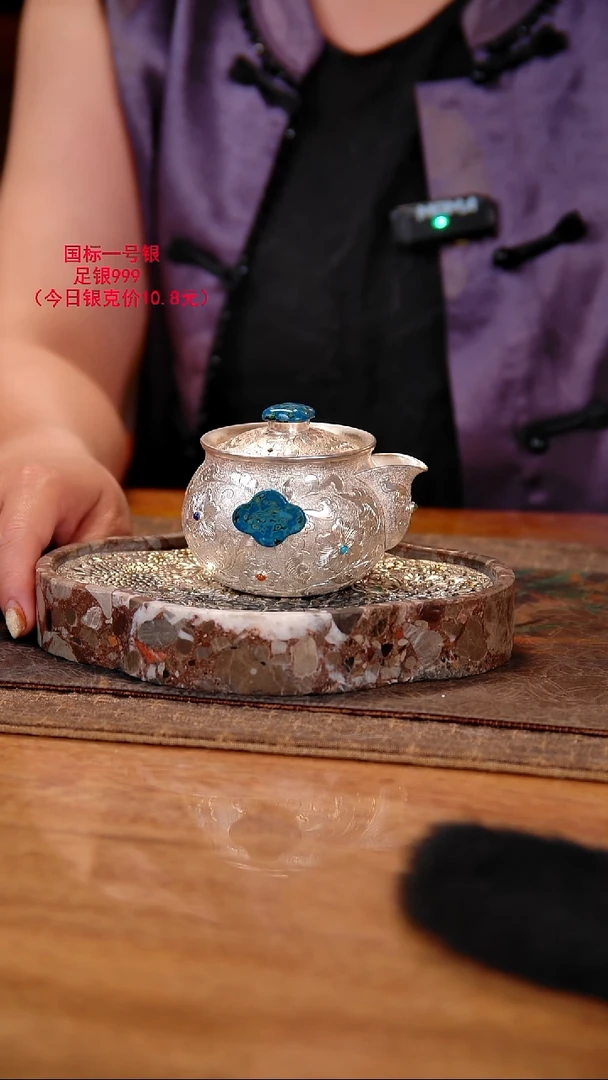 七****发看好再拍谢谢 足银999 手工泡茶壶手抓