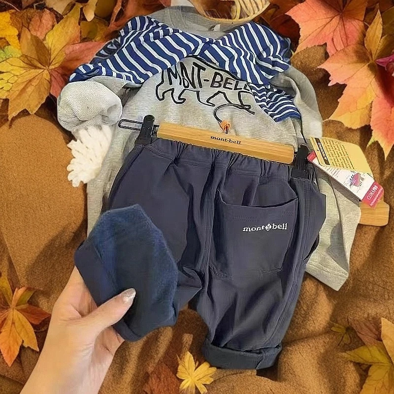 日系儿童秋冬加绒防风弹力长裤休闲裤男童中童冬季韩版小童加厚