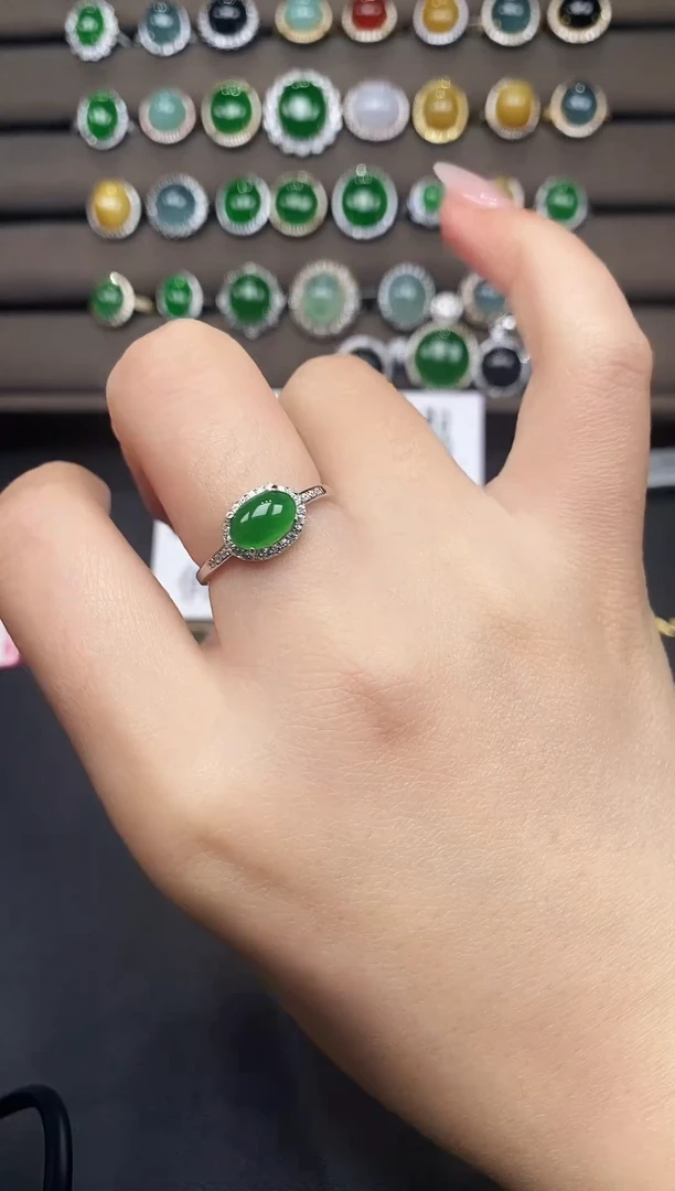 银S925镶嵌戒指翡翠111