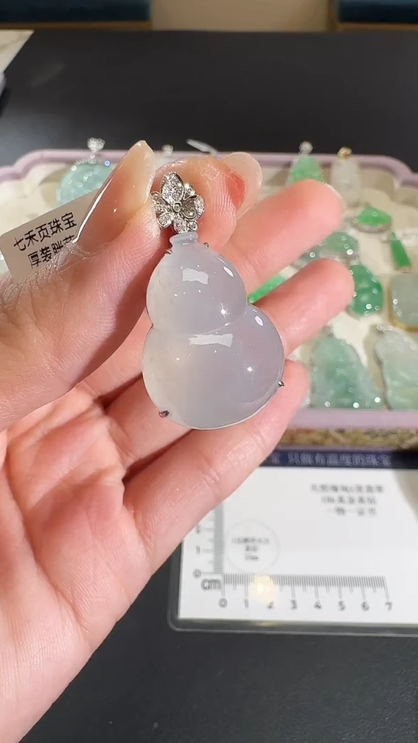 吊坠(不含链)18K金镶嵌翡翠【源头工厂】钻石镶嵌