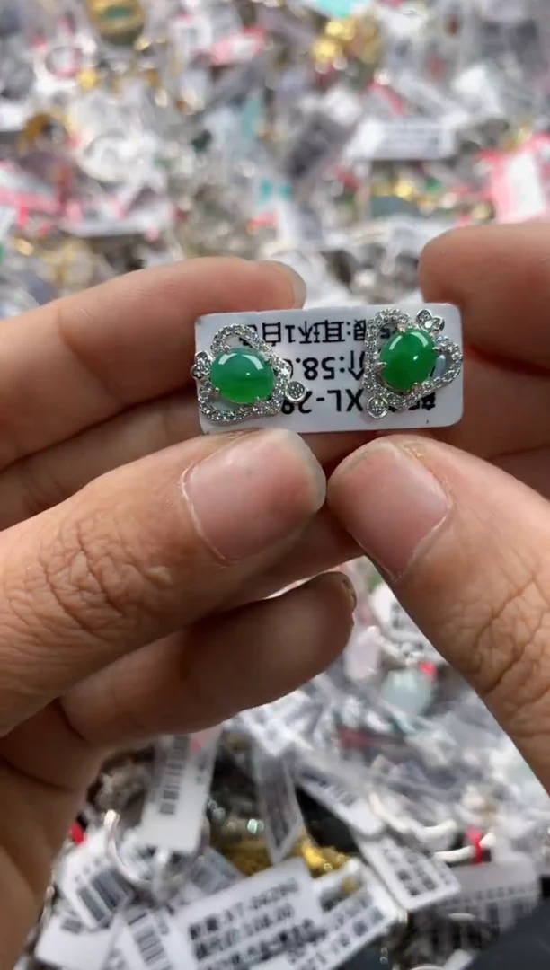 银S925镶嵌戒指翡翠12     3