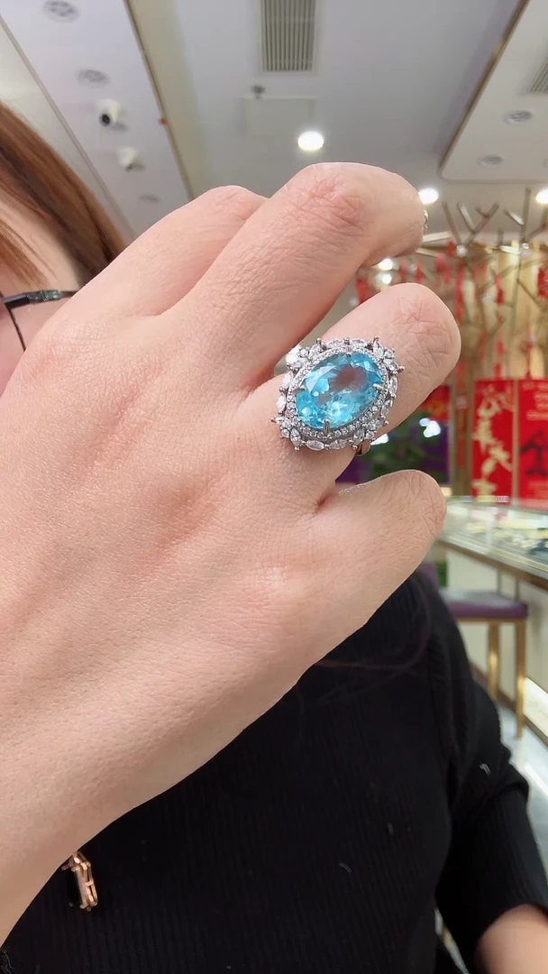 【闪购商品】托帕石戒指银S925镶嵌戒指