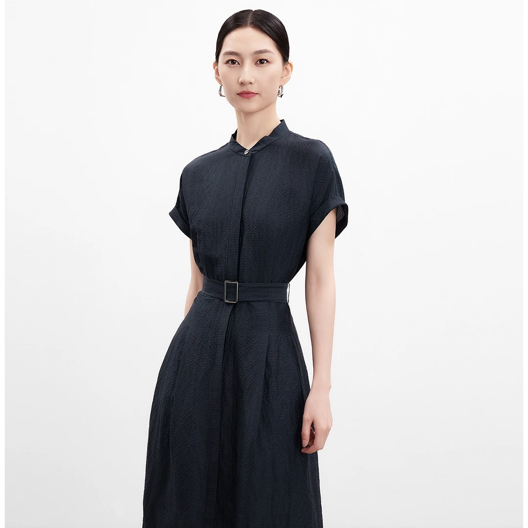 【安雅专属】CADIDL卡迪黛时尚光泽收腰短袖连衣裙新款CF04622