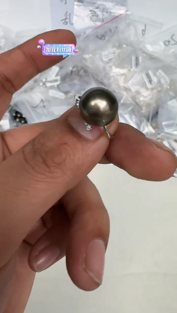 银S925镶嵌戒指海水珍珠戒指