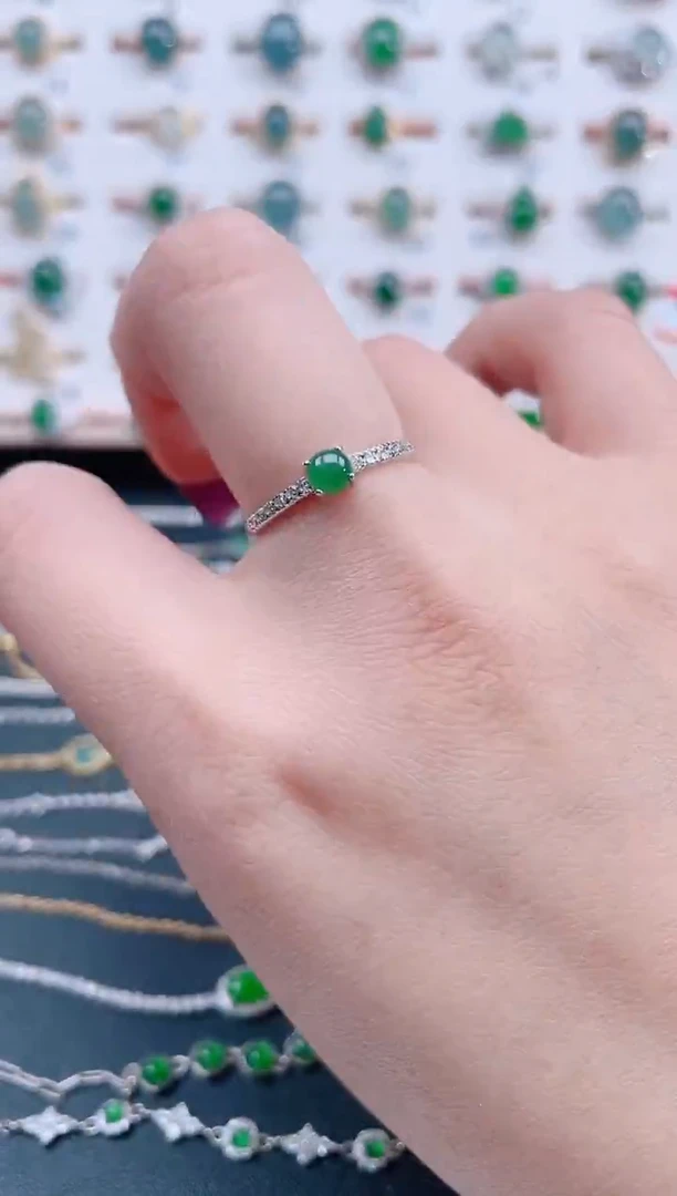 银S925镶嵌戒指翡翠天然翡翠