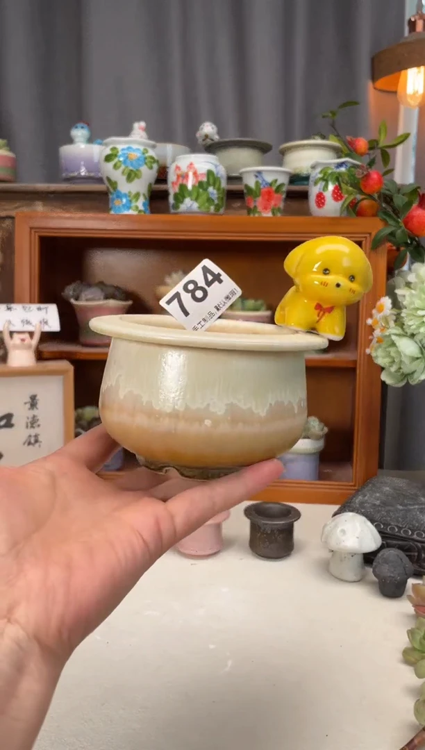 瓷片知**福784知木小芳花盆