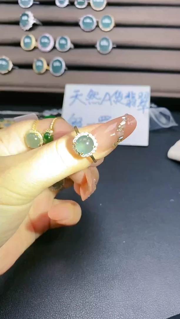 翡翠戒指银S925镶嵌42424