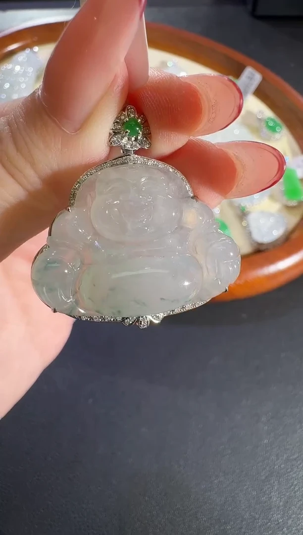 翡翠18K金镶嵌吊坠(不含链)【源头工厂】钻石镶嵌