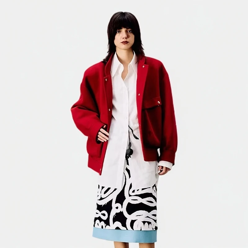 【VIINS】iIEWUOY/有尾高级空气层金扣茄克女休闲宽松夹克外套3688