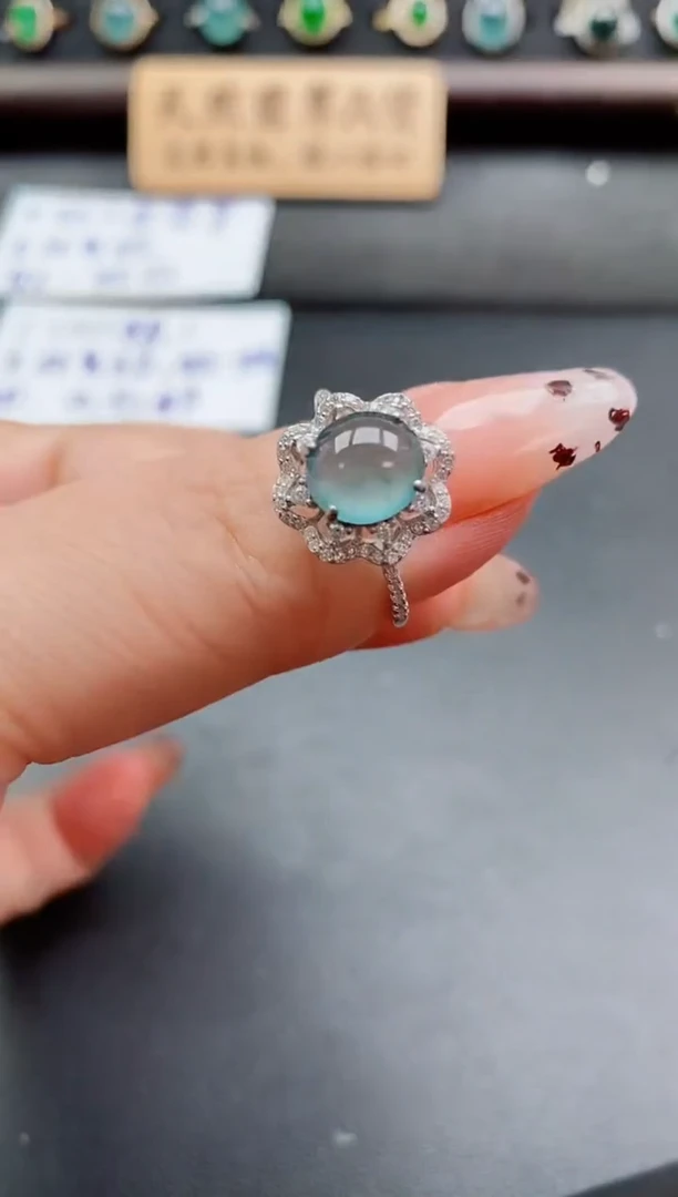 银S925镶嵌戒指翡翠1