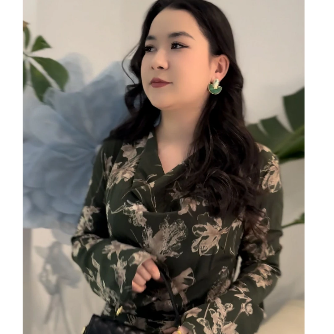 【NIGAR】长款常规印花法式纯欲风长袖衬衫小众网红气质时尚国风