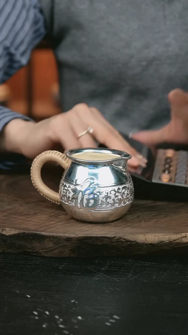 手工新品福字公道银杯999