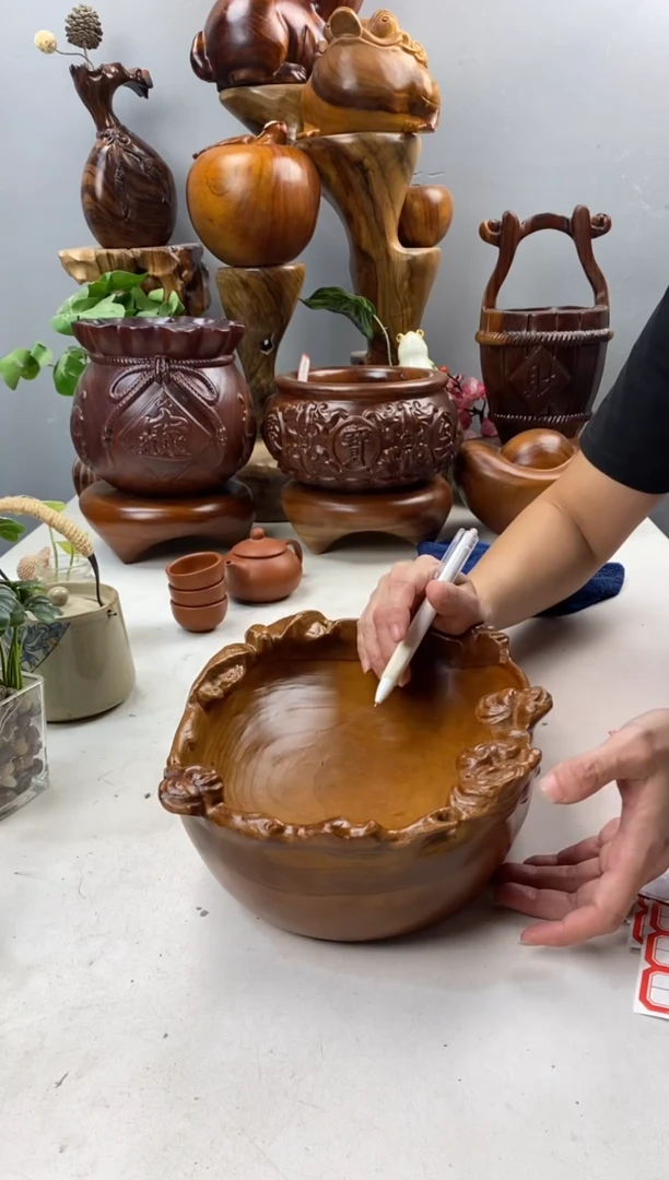 香樟木A27福临门果盆/尺寸