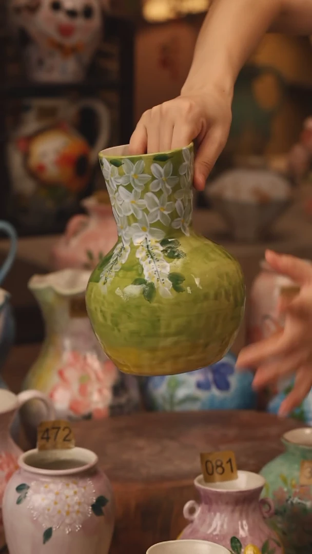 陶瓷420景德镇设计师手作花器摆件侘寂风