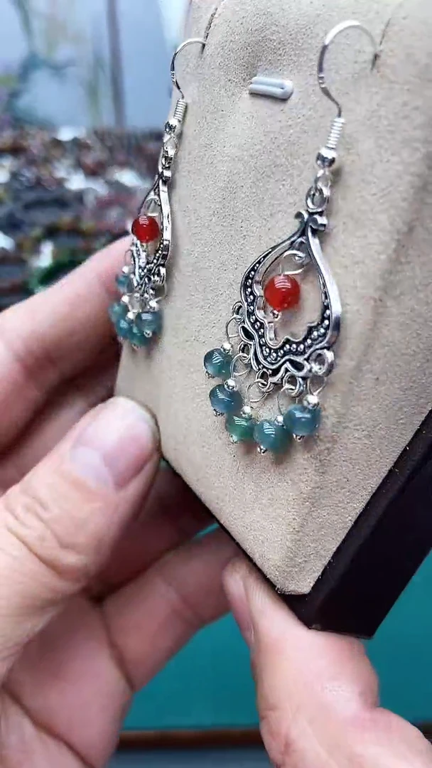 【闪购商品】翡翠耳饰银S925镶嵌S94 耳饰