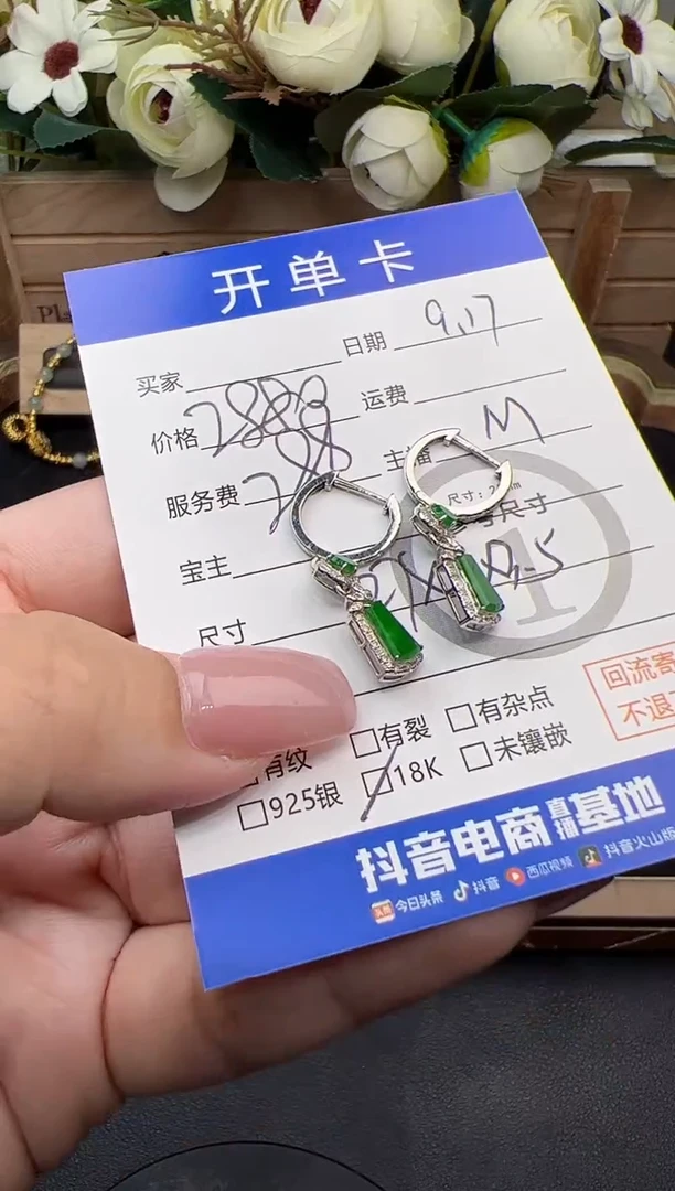 18K金镶嵌翡翠耳饰耳饰-5176