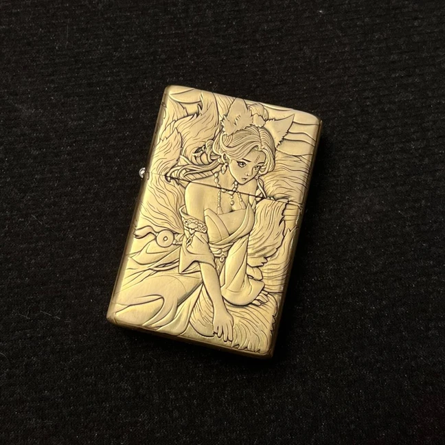 ZORRO佐罗正品黄铜浮雕青丘九尾官二代密封防风创意煤油打火机
