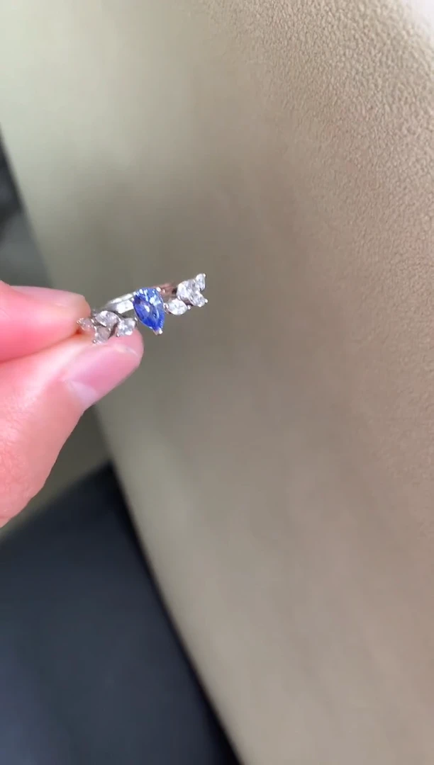 戒指蓝宝石银S925镶嵌戒指