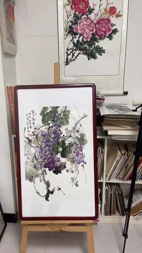 国画刘国铭手绘《葡萄》
