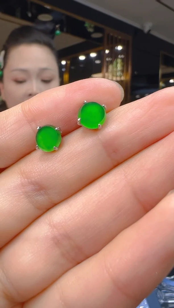 翡翠银S925镶嵌耳饰152（多样性发其一）