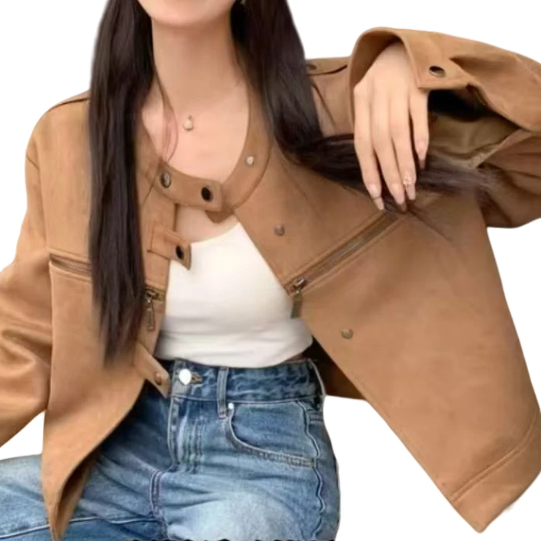 特鲁复古美式短外套女春秋新款设计感宽松休闲百搭夹克上衣