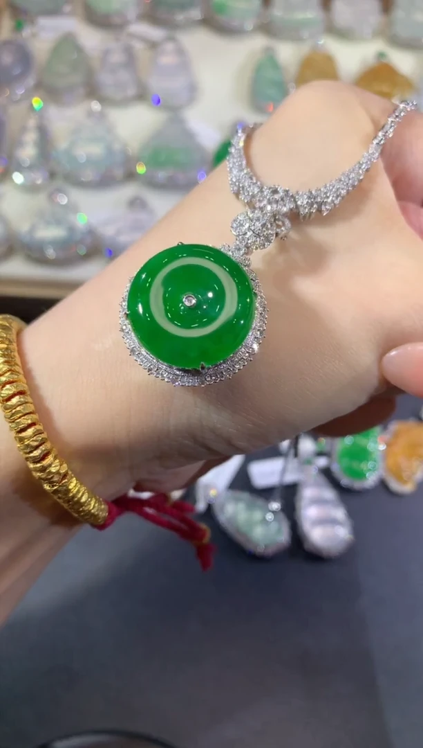 吊坠(不含链)18K金镶嵌翡翠72-扣子（多样性发货一件（不含链扣