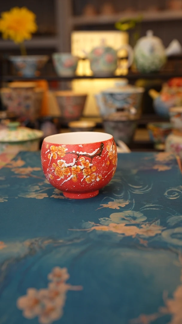 【闪购商品】是泥吖系列 红腊梅大蛋杯