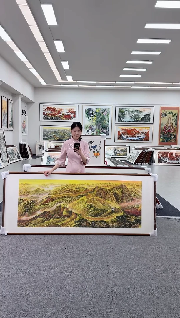 国画手绘 万里长城 219*88