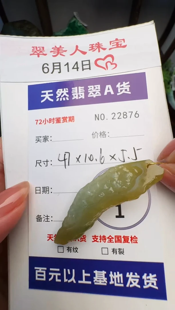 翡翠未镶嵌颈饰原石22876