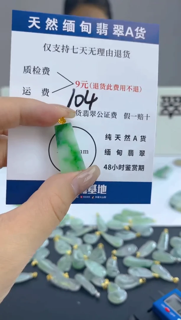 颈饰18K金镶嵌翡翠天然A货翡翠  104