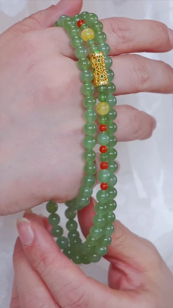 和田玉（碧玉）18K金镶嵌颈饰118【】