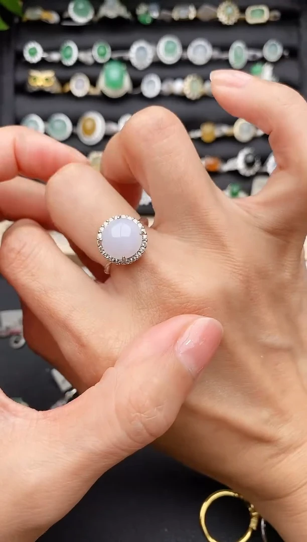 【闪购商品】翡翠戒指银S925镶嵌缅甸天然A货翡翠333   8-3