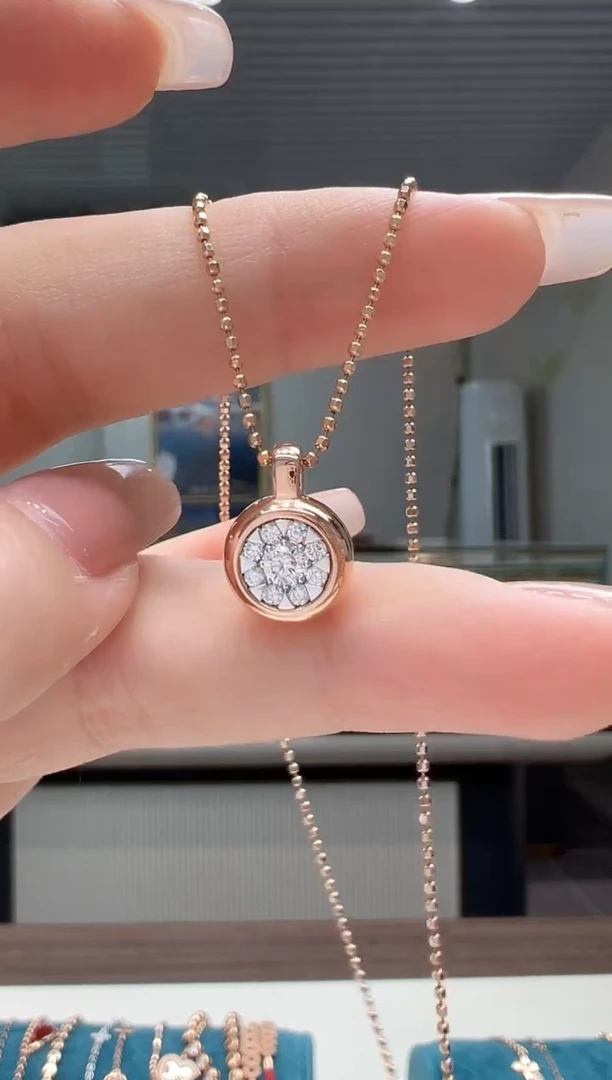 【闪购商品】钻石吊坠(不含链)18K金镶嵌钻石泡泡吊坠K红