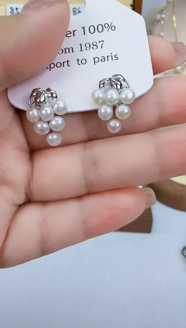 未镶嵌耳饰淡水珍珠银