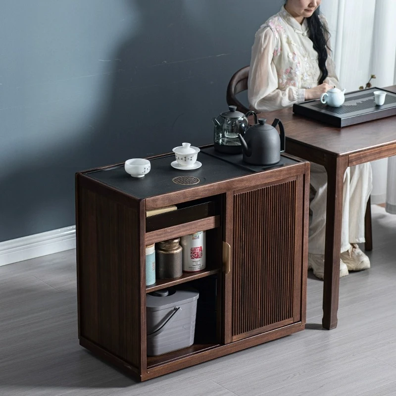 胡桃木可移动茶台茶水柜家用阳台客厅茶桌烧水一体茶几茶车茶边柜