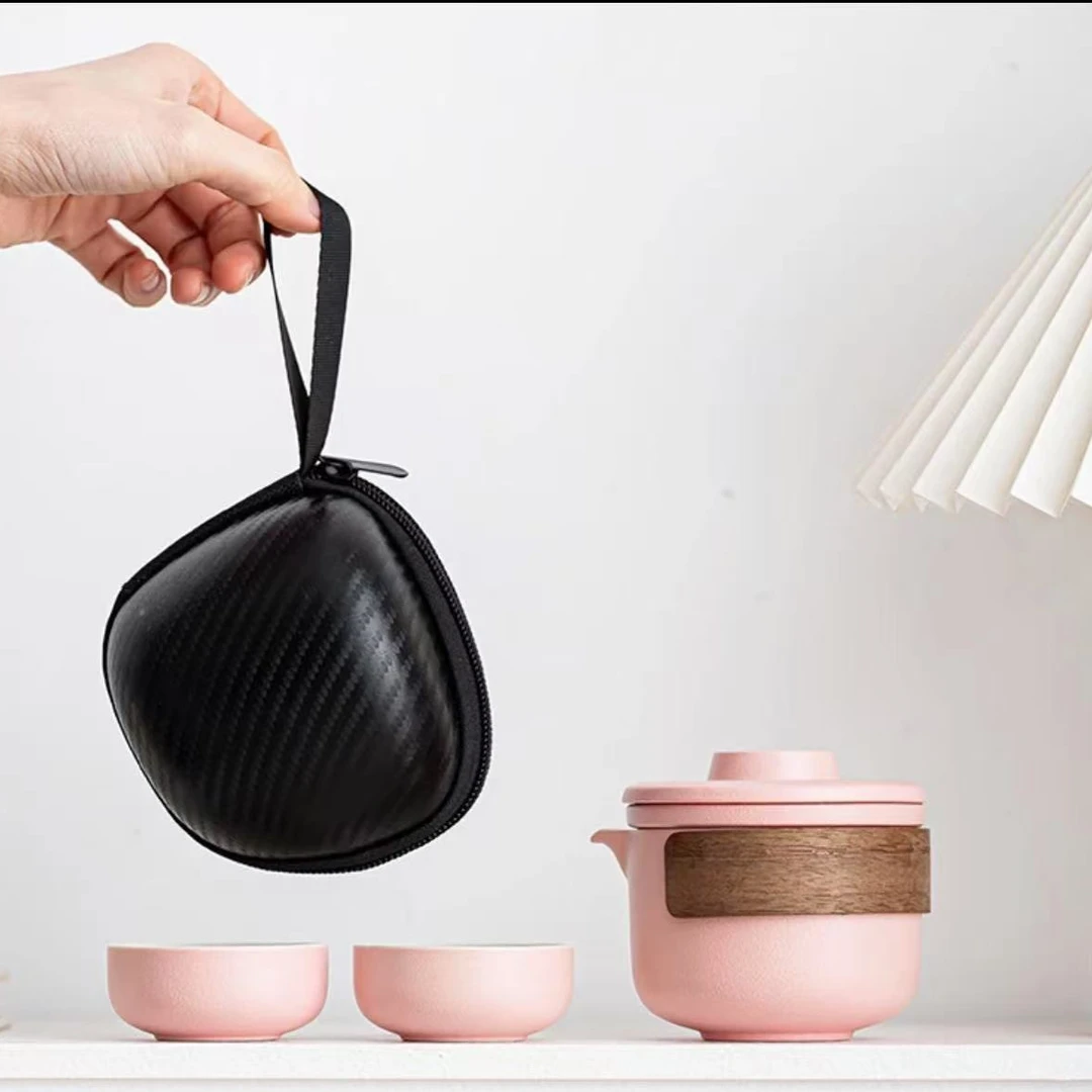 【闪购链接】樱花粉一壶两杯旅行套YS594